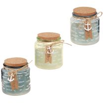 Article Bougies parfumées en verre bougies poisson bleu maritime vert H11cm 3pcs