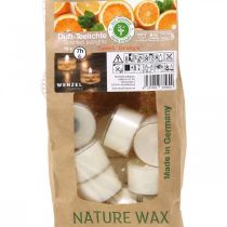 Article Bougies parfumées orange, parfum bougies chauffe-plat, bougie parfumée d&#39;ambiance Ø3,8cm H2,3cm blanc 18 pcs