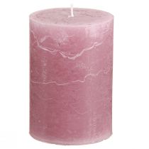 Article Bougies piliers unies rose vieux rose 70x100mm 4 pcs