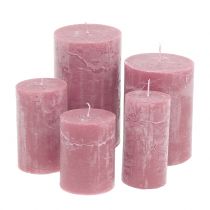 Article Bougies de couleur unie vieux rose différentes tailles