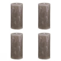 Article Bougies piliers rustiques unies, marron, lot de 4, 50×100 mm