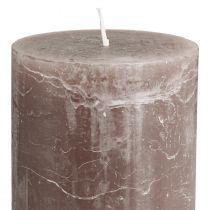 Article Bougies piliers marron uni, 85 x 120 mm, lot de 2, longue durée de combustion, décoratives