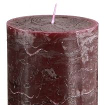 Article Lot de 4 bougies piliers bordeaux, couleur unie, 70 x 120 mm - Bougies décoratives pour une ambiance et un bien-être optimaux à la maison