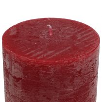 Article Bougies unies rouge foncé 60x100mm 4 pcs