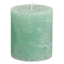 Article Bougies de couleur unie bougies pilier en jade vert 70×80mm 4 pcs
