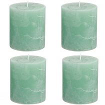 Article Bougies piliers unies, jade vert, 70 × 80 mm, lot de 4, pour la décoration et la détente