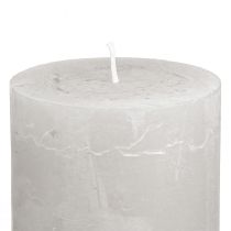 Article Bougies unies, gris clair, bougies piliers 70×80 mm, lot de 4, décoration rustique pour la maison et le jardin
