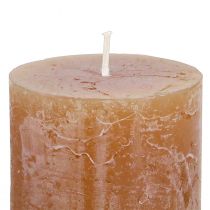 Article Bougies piliers unies, caramel, 50 x 100 mm, lot de 4, longue durée de combustion