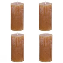 Article Bougies piliers unies, caramel, 50 x 100 mm, lot de 4, longue durée de combustion