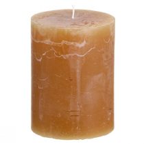 Article Bougies de couleur unie bougies pilier caramel 60×80mm 4 pcs