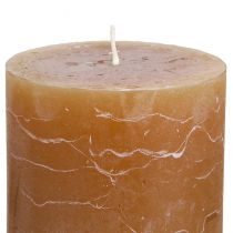 Article Bougies piliers caramel uni 70×100 mm, lot de 4 - Décoration rustique, longue durée de combustion, bougies brunes pour une ambiance chaleureuse
