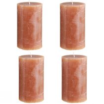 Article Bougies piliers caramel uni 70×120 mm, lot de 4, bougies décoratives, longue durée de combustion, décoration intérieure, décoration de table