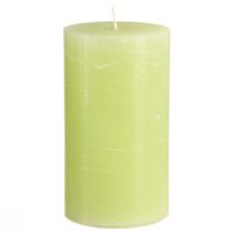 Article Bougies unies vert citron​​​​​​​ Bougies pilier 85×150mm 2 pcs