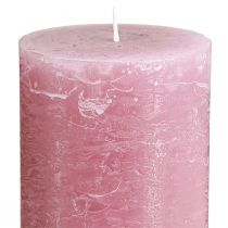 Article Bougies piliers rose poudré 70×120 mm, teintées dans la masse, lot de 4, bougies décoratives pour mariages et décoration intérieure