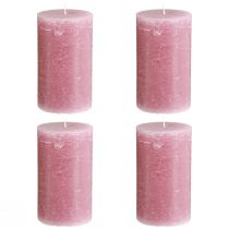 Article Bougies piliers rose poudré 70×120 mm, teintées dans la masse, lot de 4, bougies décoratives pour mariages et décoration intérieure