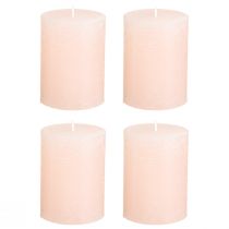 Article Bougies piliers rose uni, rose clair, 60 x 80 mm, lot de 4, décoration