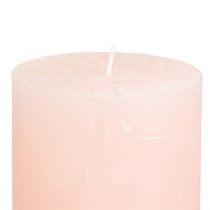 Article Bougies piliers roses unies romantiques, rose clair, 70×80 mm, lot de 4 - Bougies décoratives pour une ambiance chaleureuse