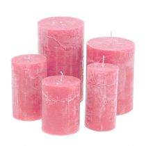 Bougies roses teintées dans la masse, différentes tailles