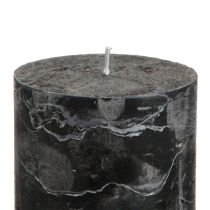 Article Bougies piliers noires unies 70×80 mm, lot de 4 - Bougies décoratives élégantes pour couronnes de l'Avent et Halloween