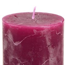Article Lot de 12 bougies piliers, coloris rose et framboise, 70 x 100 mm, longue durée de combustion, idéal pour la décoration et les cadeaux.