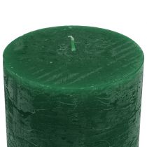 Article Bougies de couleur unie vert foncé 50x100mm 4pcs