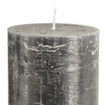 Article Bougies piliers anthracite élégantes 85 x 200 mm - Design rustique, longue durée de combustion, lot de 2 pour une décoration raffinée