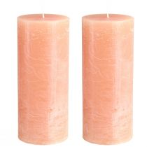 Article Lot de 2 bougies piliers, motif pêche, 85 x 200 mm - Longue durée de combustion, cire colorée pour une ambiance décorative et relaxante