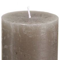 Article Bougies piliers unies, bougies brunes, 60 x 100 mm, lot de 4, décoration d'automne