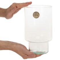 Article Vase cylindrique en verre transparent 25 cm pour décoration intérieure