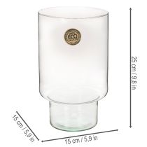 Article Vase cylindrique en verre transparent 25 cm pour décoration intérieure