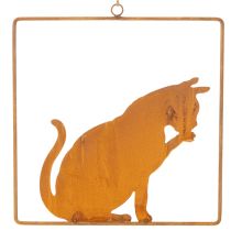 Article Ornement décoratif en métal rouillé en forme de chat, à suspendre, 24,5 cm