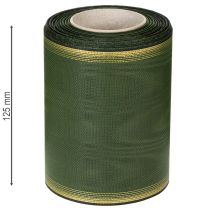 Article Ruban moiré vert foncé élégant, 125 mm, bordé de perles dorées, ruban de deuil, décoration de mariage, ruban à nœud