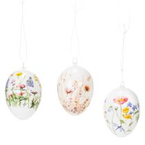 Article Œufs de Pâques décoratifs avec motifs floraux en plastique 6 cm - Lot de 6