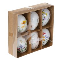 Article Œufs de Pâques décoratifs avec motifs floraux en plastique 6 cm - Lot de 6