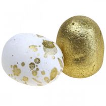 Oeufs en polystyrène Oeufs de Pâques en polystyrène décoration or blanc 3cm 32 pièces