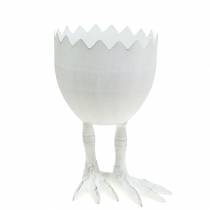 Cache-pot coquille d&#39;oeuf avec pieds Ø13cm H21cm blanc