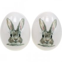 Oeuf décoratif motif lapin debout, décoration de Pâques, lapin sur oeuf Ø8cm H10cm lot de 4