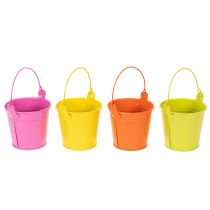 Article Eimer mini en métal coloré Ø8cm avec anse - Lot de 12