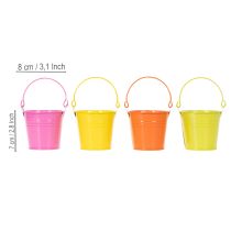 Article Eimer mini en métal coloré Ø8cm avec anse - Lot de 12