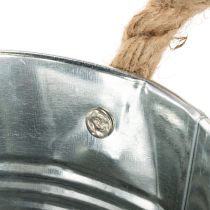 Article Seau décoratif en métal avec poignées en corde – Ø14 cm x H12 cm