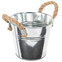 Article Seau décoratif en métal avec poignées en corde – Ø14 cm x H12 cm
