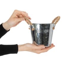 Article Seau décoratif en métal avec poignées en corde – Ø14 cm x H12 cm