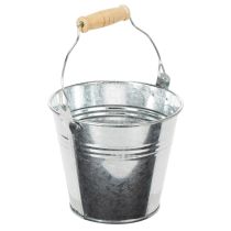 Article Eimer 12 cm - Lot de 8 petits seaux en zinc avec anse bois