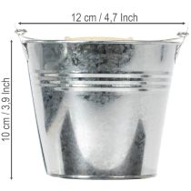 Article Eimer 12 cm - Lot de 8 petits seaux en zinc avec anse bois