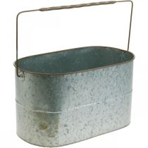 Article Jardinière avec anse, pot métal, cache-pot argent, marron H22/20cm L42/40cm lot de 2