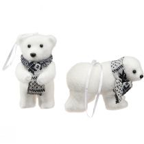 Article Set de 4 figurines décoratives ours polaires à suspendre en blanc, 11 × 7 cm