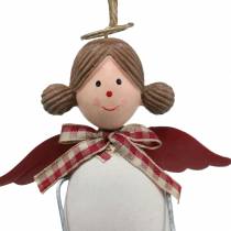 Article Figurines décoratives à suspendre Ange et Renne – Rouge/Blanc – Lot de 2