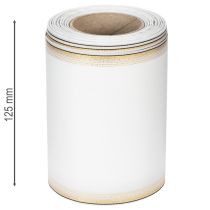 Article Ruban décoratif moiré blanc 125 mm avec bord doré