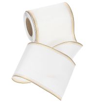 Article Ruban décoratif moiré blanc 125 mm avec bord doré