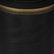 Article Ruban moiré élégant pour couronne, 175 mm, noir avec bordure nacrée et tissage taffetas, ruban décoratif pour compositions florales funéraires, ruban pour nœud, 25 m